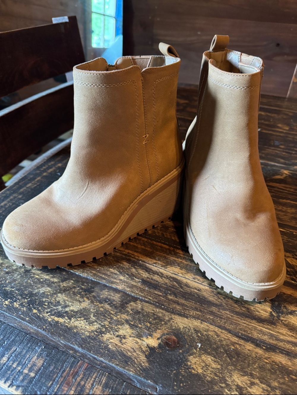 Women’s Tan Wedge  Boots soooooo comfortable and so cute!